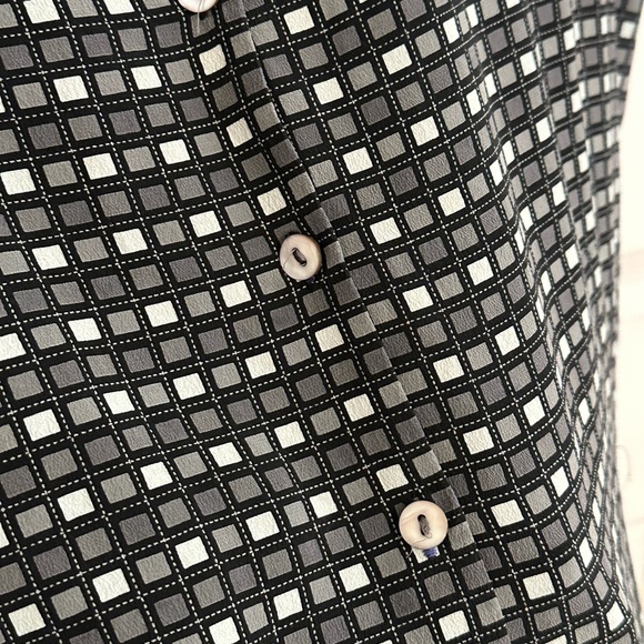 COPY - 100% Silk Button Down Checkered Grey Black White - Picture 5 of 7